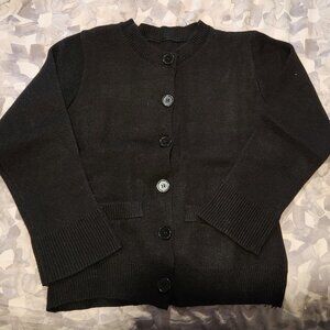 New never worn Amora black knit cardigan, front button, 2 front pockets